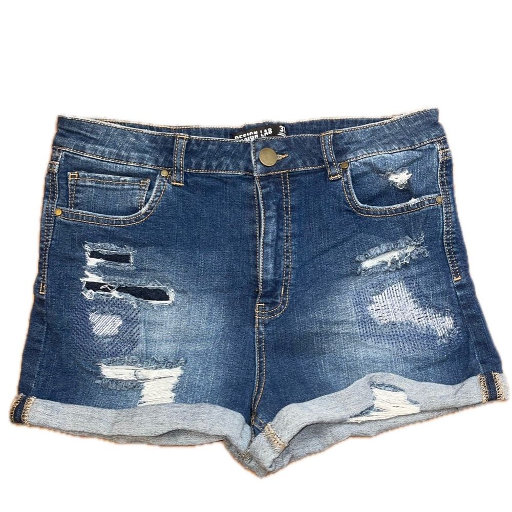 Design Lab Distressed Denim Shorts Cuffed Dark Wash EUC Size 31